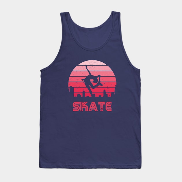 Retro Sunset Figure Skating Girl Tank Top by rojakdesigns